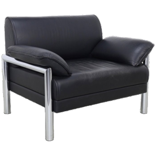 Postmoderne Fauteuil In Chroom & Leer, 1980s 1