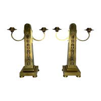 Set Van 2 Messing Art Nouveau Kandelaar, Rond 1910