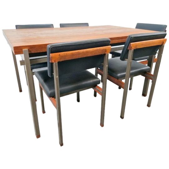 5 Pali Eetkamerstoelen & Tafel Louis Van Teeffelen Wébé 1960 1