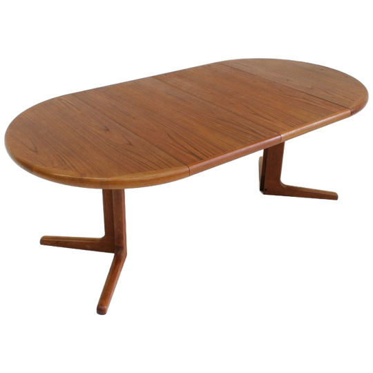 Vintage Deense Ronde Uitschuifbare Eettafel Teakhout Jaren 60 1