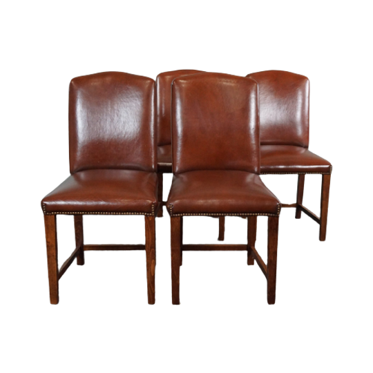 Degelijke Set Van 4 Schapenleren Eetkamerstoelen 1