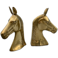 Vintage Boekensteunen Messing Paard
