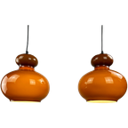 Pair Of Brown Glass Pendant Light By Peill And Putzler, 1960 thumbnail 1