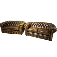 Engelse Chesterfield Bankstel 2 X 2 Zits Banken Als Nieuw Tabacco Bruin