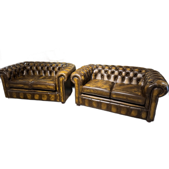 Engelse Chesterfield Bankstel 2 X 2 Zits Banken Als Nieuw Tabacco Bruin 1