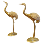 Grote Messing Kraanvogels Kraanvogel Vogels Vogel Vintage thumbnail 1
