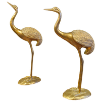 Grote Messing Kraanvogels Kraanvogel Vogels Vogel Vintage