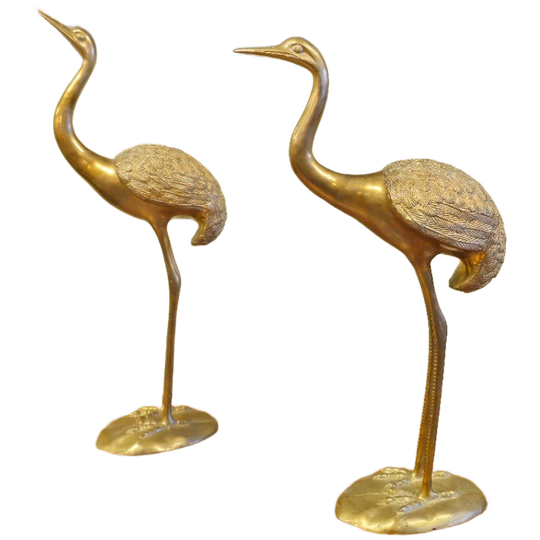 Grote Messing Kraanvogels Kraanvogel Vogels Vogel Vintage 1