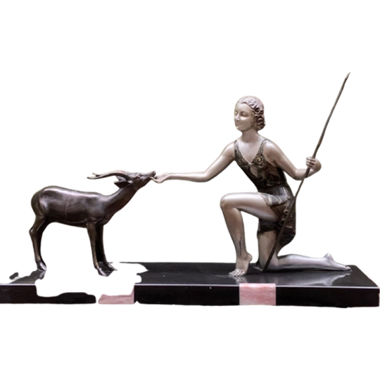 Beeldje "meisje Met Een Geit". Art Deco. 1