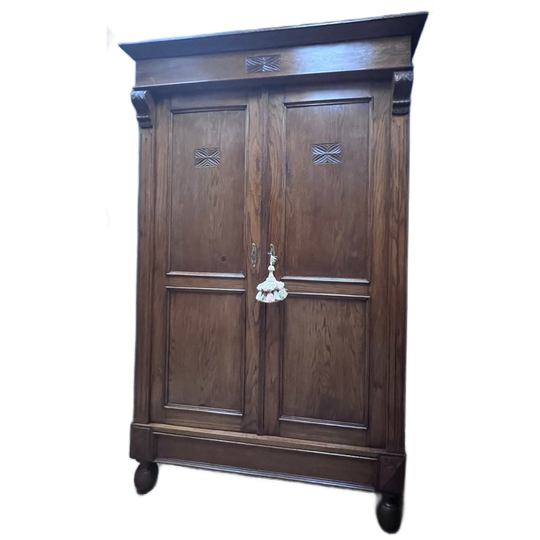 Uitneembare Antiek Eiken Kast Met Onderlade, Planken En Binnenlades, 120 Cm Breed Bij De Kap 1