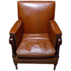 Cognac Kleurige Lederen Armzetel In Mahoniehout thumbnail 1