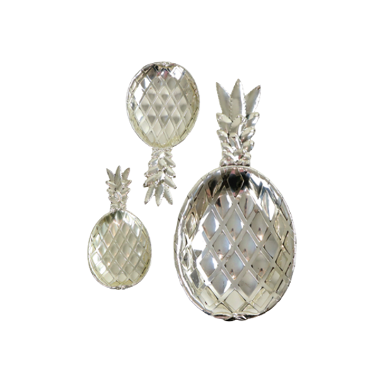 Verzilverde Ananas Schalen Set Van 3 Mid Century Modern Seventies 40cm | Kerst 1