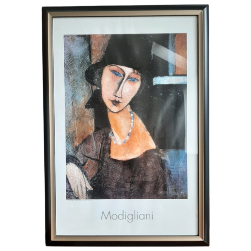 Ingelijste Print Amedeo Modigliani Portrait Of Jeanne Hebuterne Met Grote Hoed