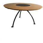 Round Dining Table With Rotating Black Center Disc thumbnail 1