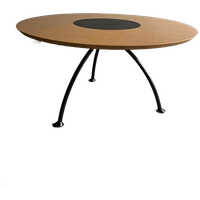 Round Dining Table With Rotating Black Center Disc