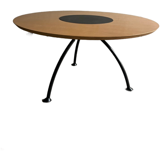 Round Dining Table With Rotating Black Center Disc 1