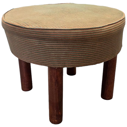 Vintage Poef/kruk Met Ribstof, Circa Jaren 70 1