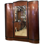 Vintage Mahonie Kledingkast, 3 Delig, Hang En Leg, Met Spiegeldeur 180 Cm Breed En 209 Cm Hoog thumbnail 1