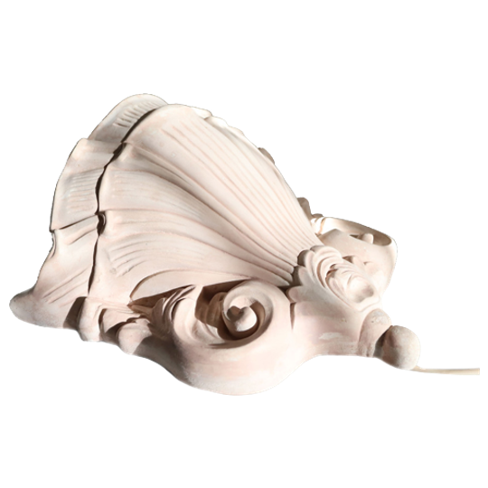 Vintage Grote Terracotta Schelp Wandlamp 1