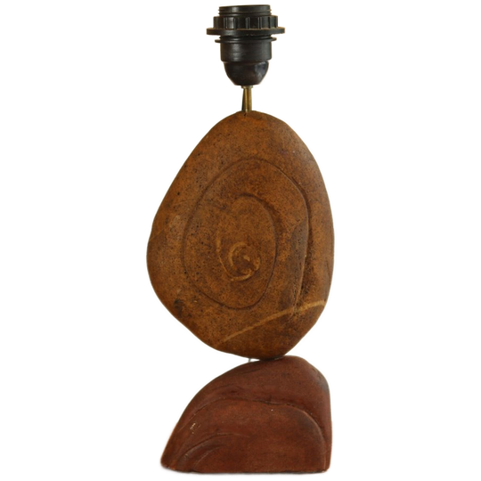Pied De Lampe En Pierre Sculptée, Circa 1970 1