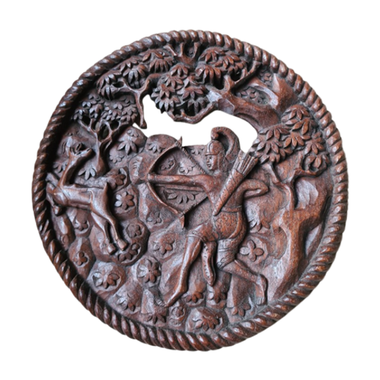 Mooie Houten Reliëf Plaquette - Houtsnijwerk 1