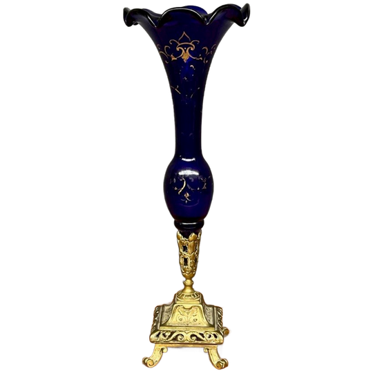 Vaas. Kobalt Massief Glas, Brons. 1