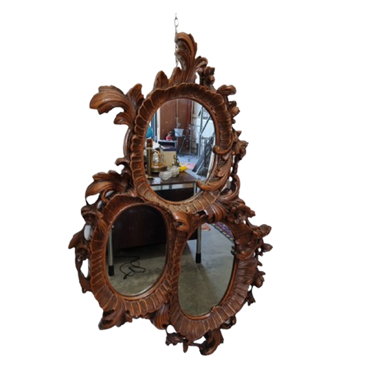 Unieke Houten Vintage Spiegel 1