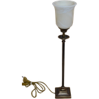 Staand Lampje Messingkleurig, Melkglas Kelk thumbnail 1