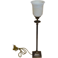 Staand Lampje Messingkleurig, Melkglas Kelk