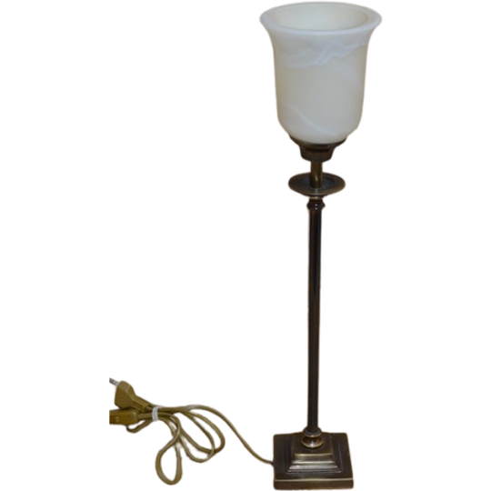 Staand Lampje Messingkleurig, Melkglas Kelk 1