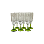 6x Vintage Champagne Glazen Met Groene Voet, Reliving thumbnail 1