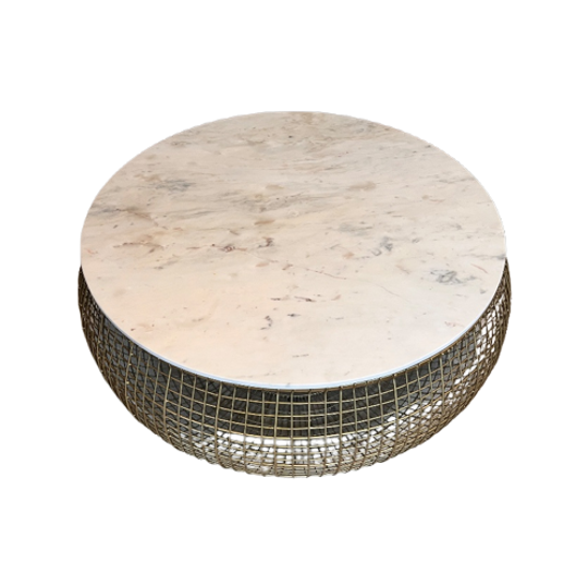 Salontafel Goud Met Wit Marmer (Kare Design) 1