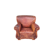 Stoere Leren Antieke Fauteuil