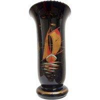 Verrerie Doyen - Vase Hyalite Au Décor De Voilier