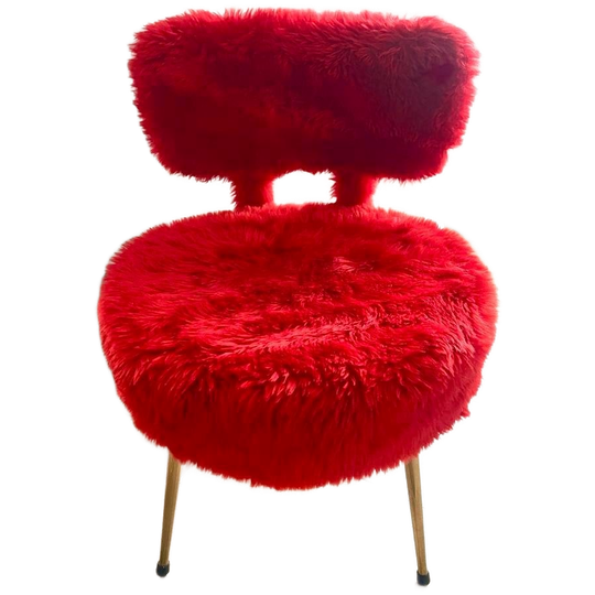 Vintage Pelfran Stoeltje - Jaren 60 Rood Moumoute 1