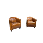 Showroommodel 2X Stoere Industriële Chesterfield Fauteuils In Vintage Cognac Leder thumbnail 1