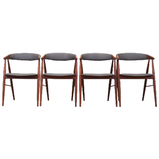 Set Of Four Teak Chairs, Danish Design, 1960s, Designer: Ejner Larsen & Aksel Bender Madsen 1