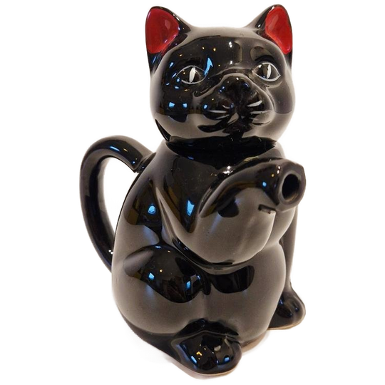 Vintage Theepot Kat Zwarte Kater Poes Theepotje Porselein 1
