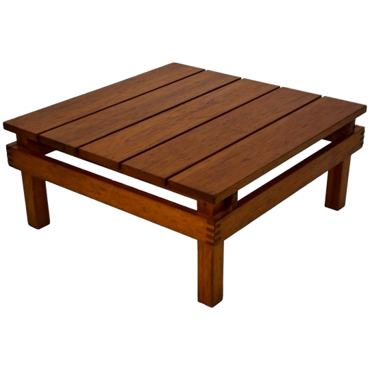Vintage Salontafel Pinewood Slatted Design Jaren 70 1