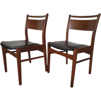 2X Scandinavische Design Eetkamerstoelen In Teak (Set)