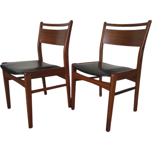 2X Scandinavische Design Eetkamerstoelen In Teak (Set)