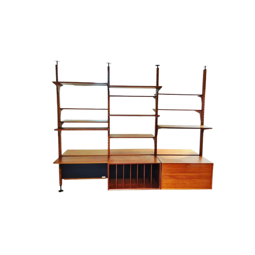 Very Rare Modular Royal Series Wall Unit In Teak By Poul Cadovius, Denmark, 1960S