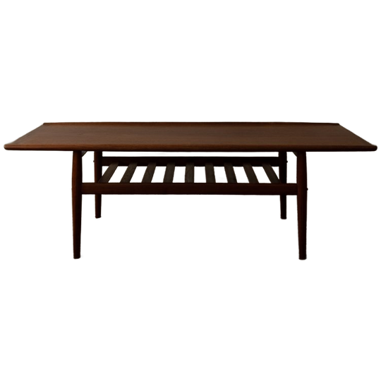 Vintage Deense Teak Salontafel Van Grete Jalk Met Lattenrek 1