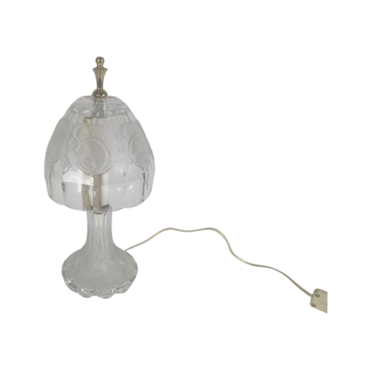 Vintage - Kristal - Geslepen Glas - Bloemmotief - Tafellamp - 90'S 1