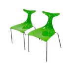 Set Van 2 Groene Delfy Stoelen - Gino Carollo Voor Ciacci Kreaty Italy 2000S thumbnail 1