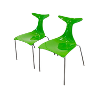 Set Van 2 Groene Delfy Stoelen - Gino Carollo Voor Ciacci Kreaty Italy 2000S