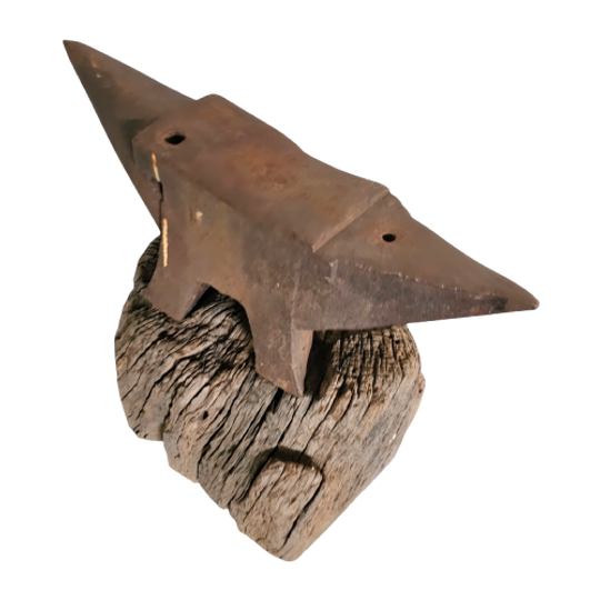 19th Century Blacksmith's Anvil On The Original Tree Stump Pedestal 1