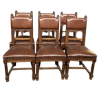 Stoelen In Renaissancestijl. Eikenhout. Leer. thumbnail 1
