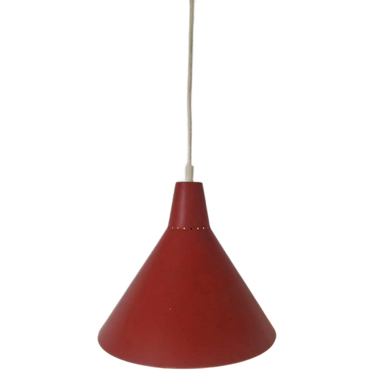 Vintage Jaren 50 Hanglamp Rood Scandinavisch Design. 1