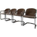 Vier Vintage Chromen Slede Eetkamerstoelen thumbnail 1